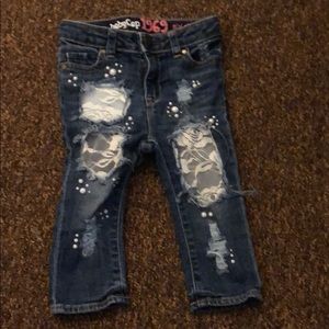 toddler distressed lace jeans